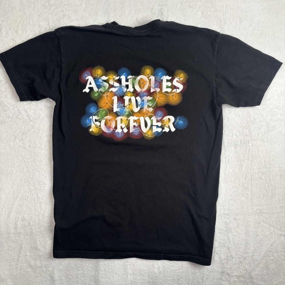 Assholes*s Live Forever Christmas Lights Black Short Sleeve Graphic Shirt Mens M